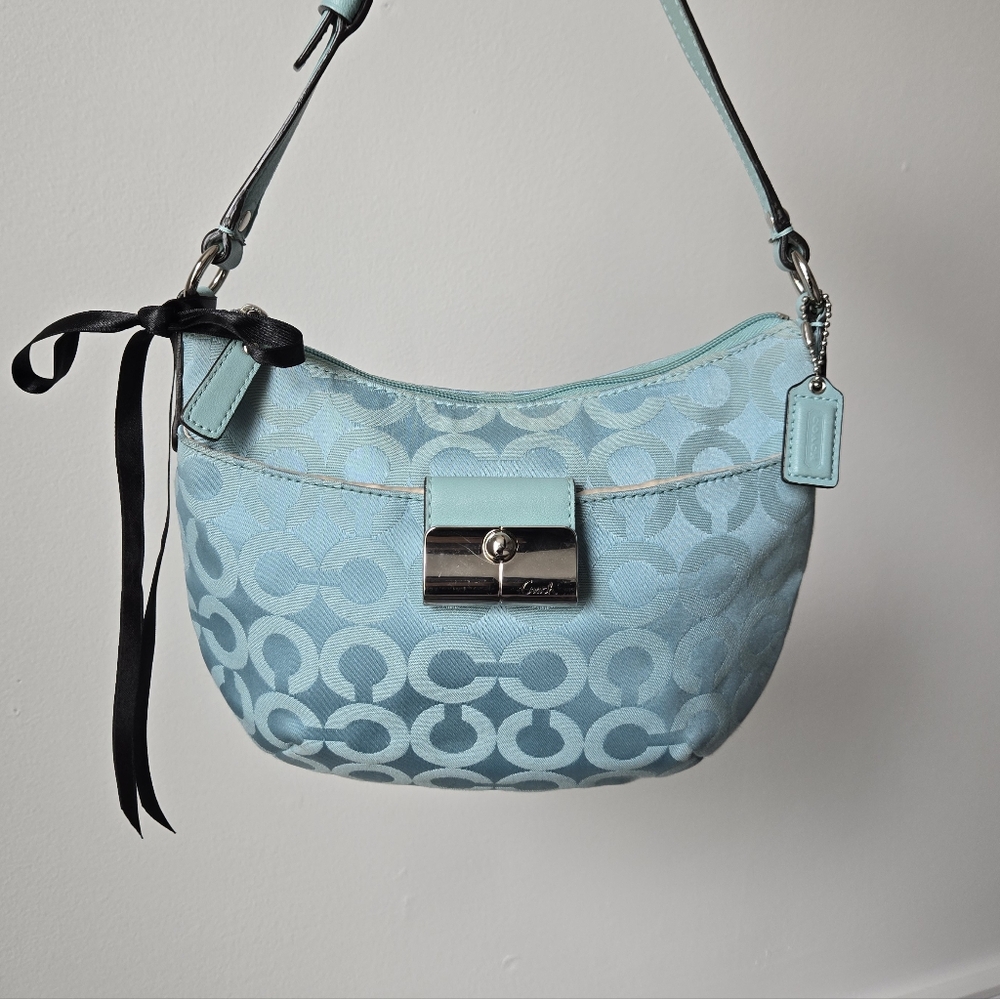 Vintage Coach Aqua Shoulder Bag- Rare Colorway